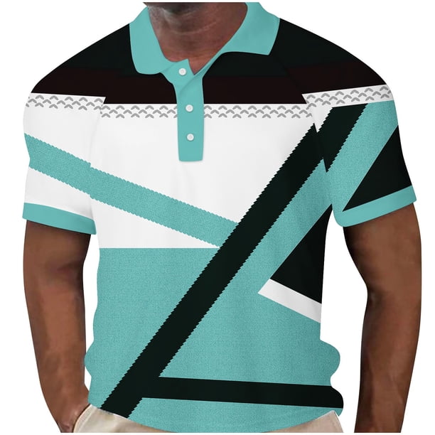 Camisas de Manga Larga para Hombres Impresos Girar Hacia Abajo Botones de Cuello Lateral Dividido, Casual Camiseta Blusa para Hombres