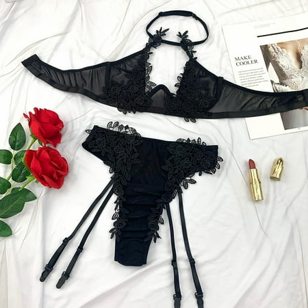 

Women s Sexy Lace Babydoll 2 Piece Lingerie Set Bra and Panty Set Teddy Bralette Nightwear Set