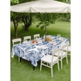 thumbnail image 4 of Outdoor Tablecloth with Umbrella Hole for Patio/Picnic/Party/Camping, Blue Coastal Waterproof Table Cloth Rectangle Table Cover Washable, Summer Conch Starfish Scallops Vintage Nautical (60"x 84"), 4 of 9