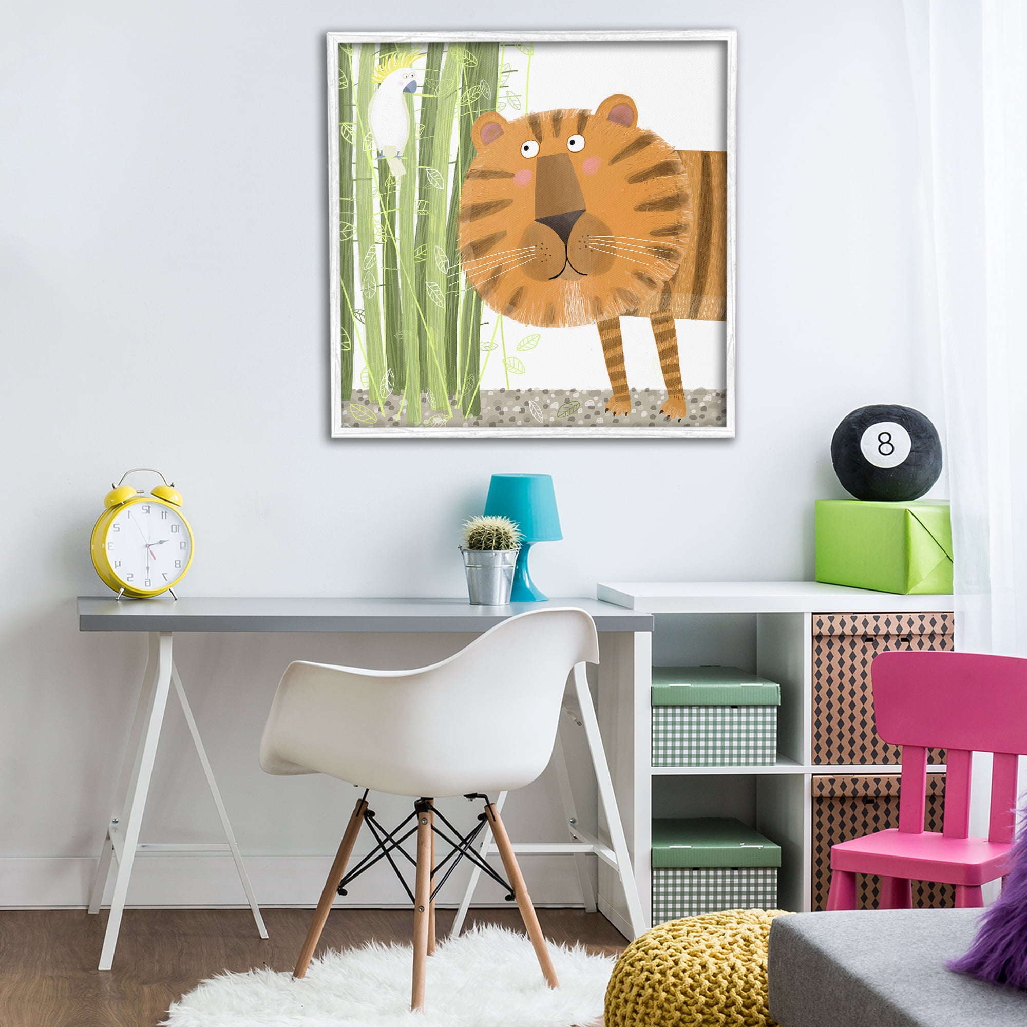 Stupell Industries Bamboo Trees & Tiger White Framed Giclee Art, design by Carla Daly