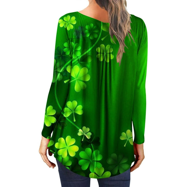 Fanxing Green Long Sleeve Shirt Women Sales Today Clearance Womens Green Shirt Womens Short Sleeve Tops St Patricks Day Party Favors Shirt, Women's