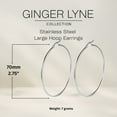 thumbnail image 5 of Large Plain Hoop Earrings for Women Silver Tone Stainless Steel Ginger Lyne Collection, 5 of 6