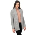 thumbnail image 3 of SAOL Aran Shawl Collar Open Front Irish Cardigan Sweater Women's Wool Blend Coat Cable Knitted Jacket, 3 of 5