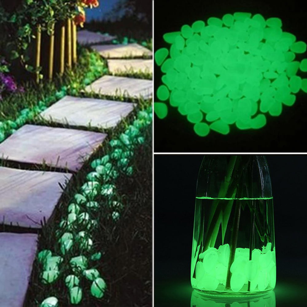 1000 PCS Luminous Pebbles Glow In The Dark Stones Rocks Garden Walkways Aqu 