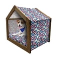 thumbnail image 1 of Chevron Pet House, Zigzag Pattern Downward Parallel Lines Hipster Bohemian Style Grunge Illustration, Outdoor & Indoor Portable Dog Kennel with Pillow and Cover, 5 Sizes, Multicolor, by Ambesonne, 1 of 5