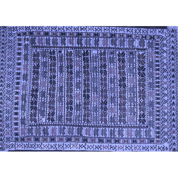 Ahgly Company Machine Washable Indoor Rectangle Persian Blue Traditional Area Rugs, 8' x 10'