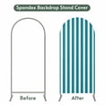 thumbnail image 4 of Teal Striped Arch Backdrop Cover, Spandex Fitted Wedding Arch Cover, Simple Art Vertical Stripe Farmhouse Round Top Stand Covers for Birthday Ceremony Bridal Shower Party Decor 5x2.1 Ft, 4 of 9