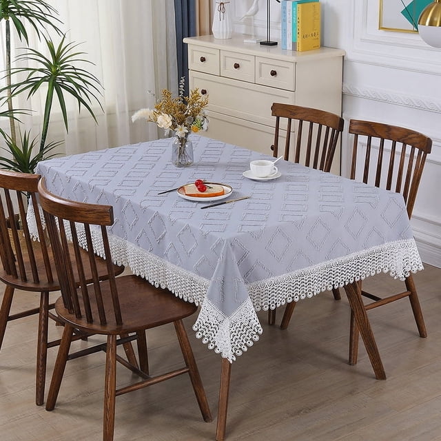 Mantel de lino con borde soluble en agua, mantel para mesa de comedor, mantel para mesita de noche, mantel para mesa de café, mantel para mueble de TV, mantel redondo
