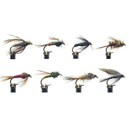 Feeder Creek Fly Fishing Assortment - 24 Flies in 8 Patterns - Nymphs and Wets with Fly Box