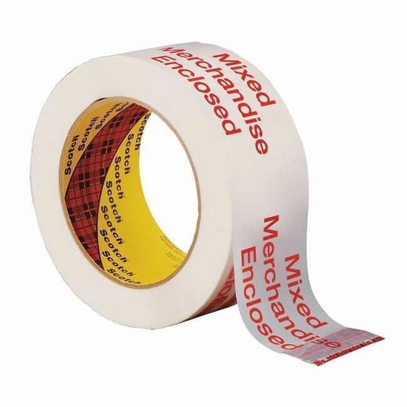 Scotch Carton Tape,Red on White,48mm x 100m 3775