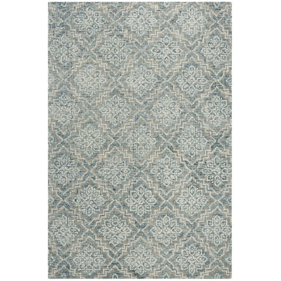 SAFAVIEH Abstract Drew Abstract Wool Area Rug, Blue/Grey, 6' x 9'