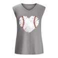 thumbnail image 4 of DailyTrove Women's Baseball Heart Print Sleeveless Tank - Casual V-Neck Top, Cute for Sports Fans & Outings, 4 of 5