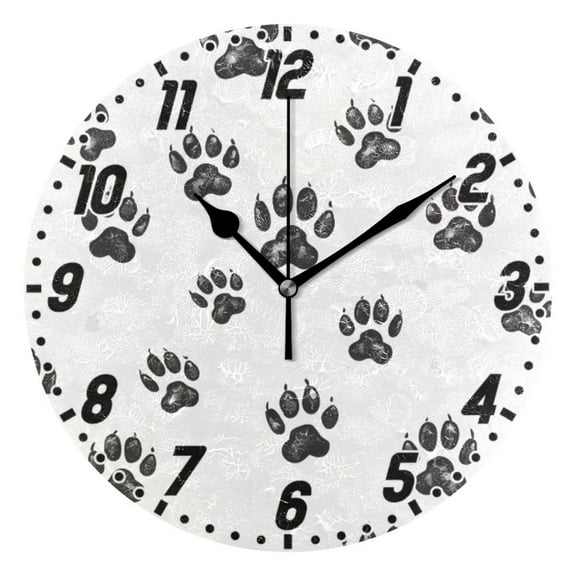 Bear Paw Wall Clock 9.8 inch Battery Operated Clocks Non-Ticking Silent for Bedroom Office Kitchen Living Room