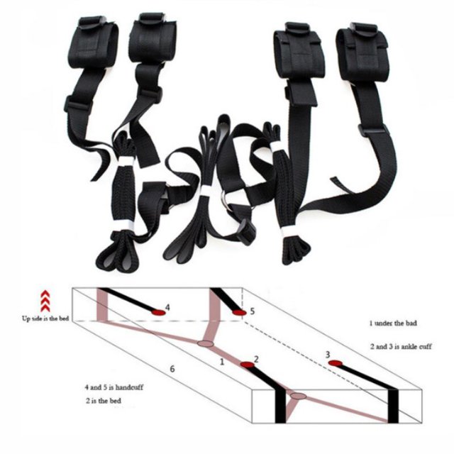 BDSM Bondage Gear Kit Set Cama Esposas Tobillo Cuff Restricciones Juguetes sexuales para Mujeres Hombres Parejas Juegos para adultos Accesorios eróticos Tan Jianjun unisex