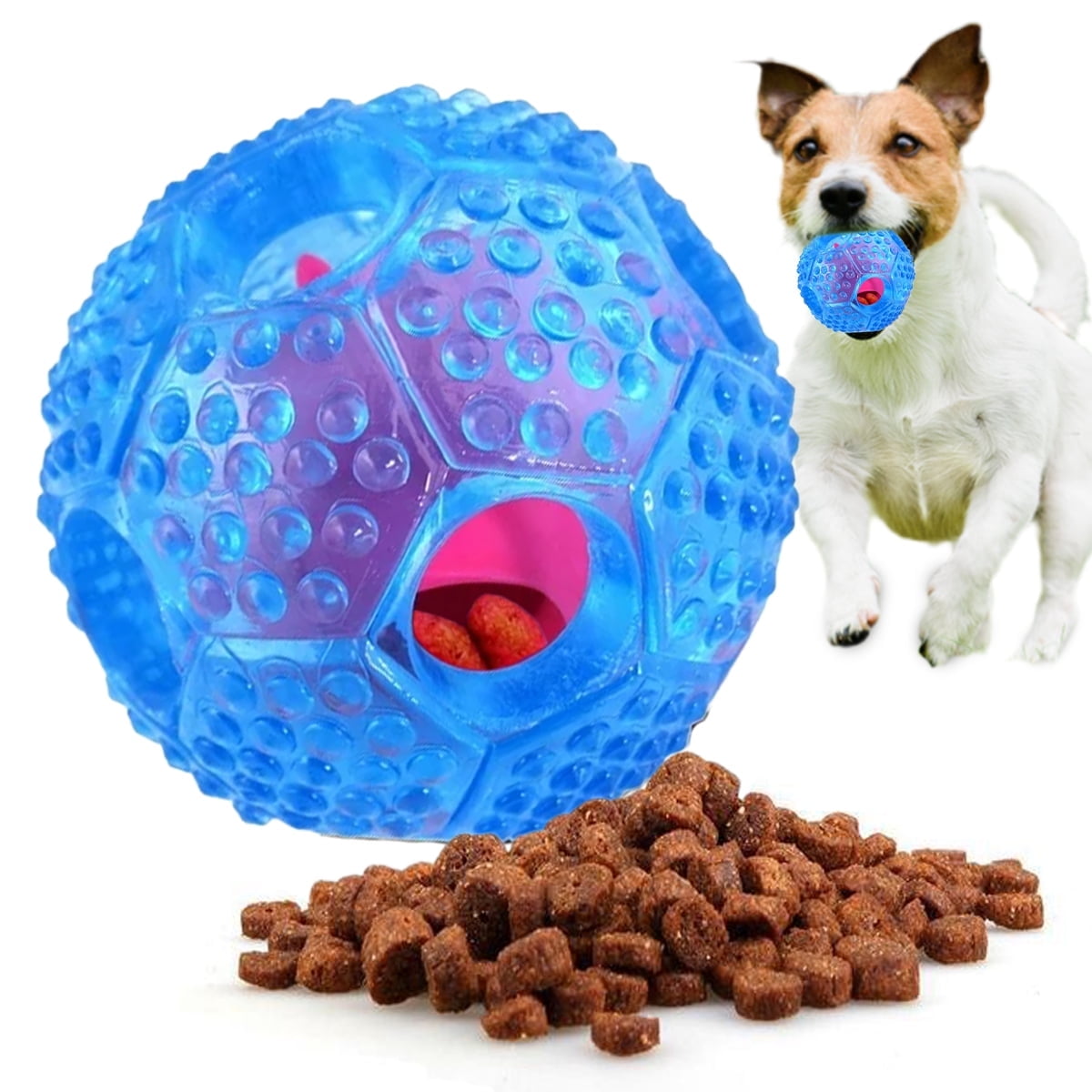 Qishi Interactive Dog Toy – Treat Dispenser & Dental Cleaning Chew Toy for Puppies and Small Dogs-Blue