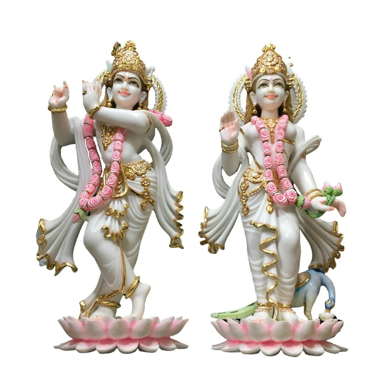 Radha Krishna good Statue Couple Statue God of Lovers Anniversary Gift Mandir Temple Home Pooja Resin Radha Krishna Decor Idol Handmade Krishna