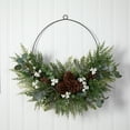 thumbnail image 3 of Nearly Natural 28in. Christmas Pine, Eucalyptus, and Berries Metal Circlet Artificial Wreath, 3 of 4