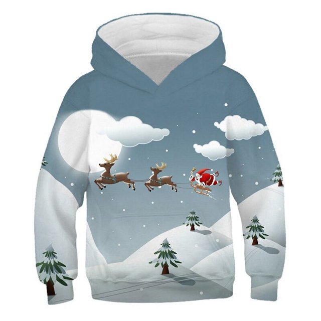 Sudaderas con capucha Kawaii con estampado 3D de Navidad, sudaderas con muñecos de nieve y Papá Noel, sudaderas con capucha unisex para niños y niñas, sudaderas con capucha de gran tamaño a la moda pa