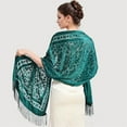 thumbnail image 4 of WE-POLUJ Velvet Shawl Scarf for Women Evening Dress Cover Up Shoulder Wrap Fringed Scarf, 4 of 12