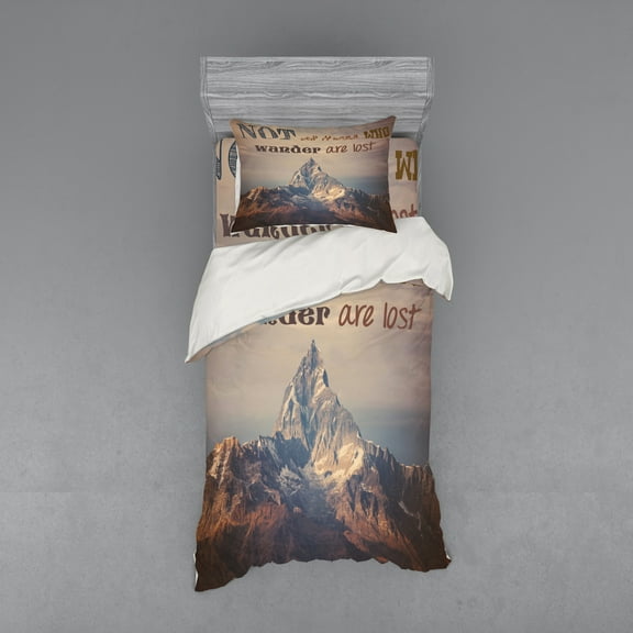 Ambesonne Saying Bedding Set 3 Pcs, Landscape Photography, Twin, Multicolor