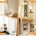 thumbnail image 3 of Arched Full Length Mirror with Stand, 59"x16" Floor Mirror with Aluminum Alloy, Tempered Glass Full Body Mirror, Free Standing or Wall-Mounted or Door Mirror for Living Room, Gold, 3 of 8