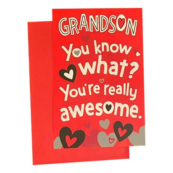 Valentine's Day Greeting Card for Young Grandson - GRANDSON You know what? Your'e really awesome.; Heart