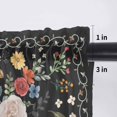 thumbnail image 5 of Watercolor Flowers Valance Curtains for Kitchen/Living Room/Bathroom/Bedroom Window, Rod Pocket Small Topper Half Short Window Curtains Voile Sheer Scarf, Farmhouse Floral Vintage Black 42"x12", 5 of 8