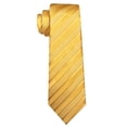 thumbnail image 5 of Barry.Wang Gold Silk Ties for Men Sets Woven Pure Striped Formal Necktie Pocket Square Cufflinks Wedding Party 4PCS, 5 of 5