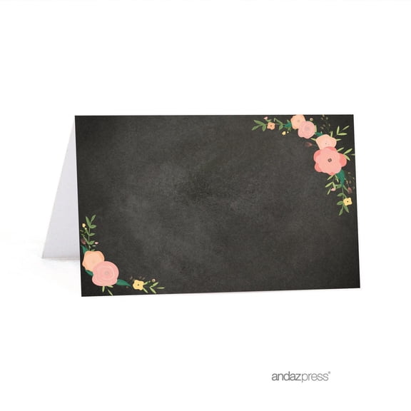 Koyal Wholesale Chalkboard Floral Thanksgiving Fall Table Tent Place Cards, 20-Pack