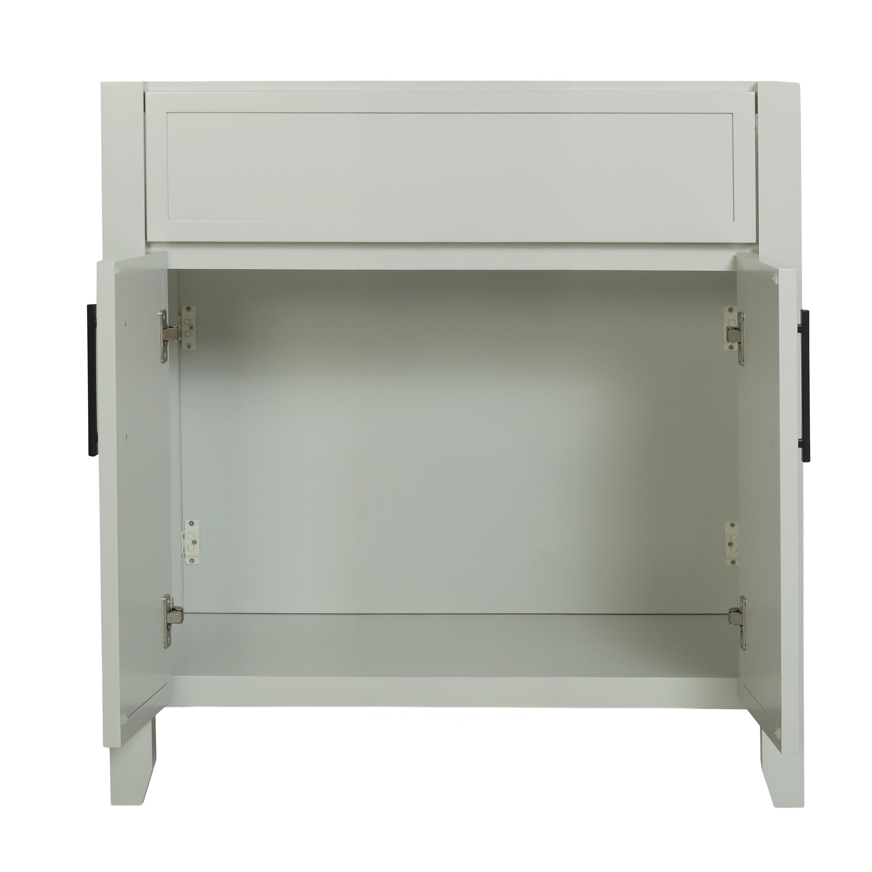 Design House Dawson 30-Inch Bathroom Vanity Cabinet, Ready to Assemble, 2-Door Freestanding, Comfort Height 34 in., Sherwin-Williams® On the Rocks, Matte Black Hardware, 228429-OTR-RTA