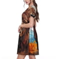 thumbnail image 2 of Fotbe Oil Painting Style Iceberg Yak Pattern Dress Casual Womens Fashion Short Sleeve Maxi Dress T Shirt Dress Striped Long Color Block Maxi Dress, 2 of 6