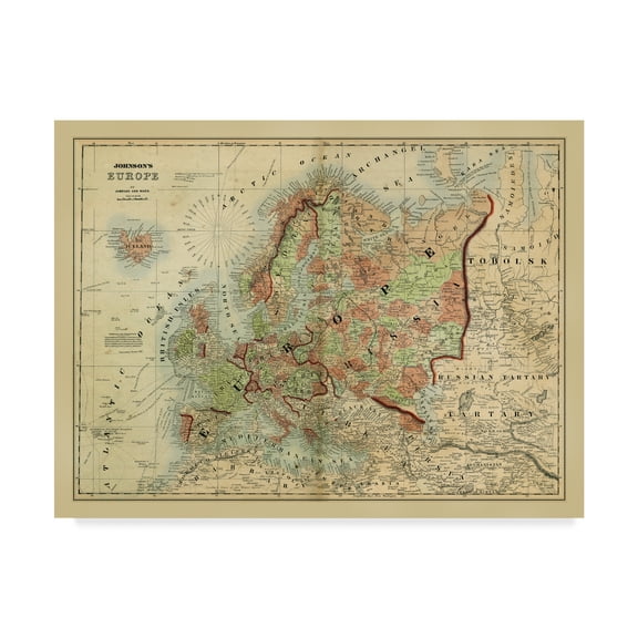 Trademark Fine Art 'Antique Map of Europe' Canvas Art by Johnson