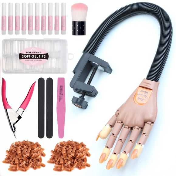 Kit manual de práctica de uñas acrílicas BORNBYME con 200 puntas de uñas