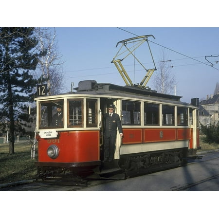 - Historic Tram No. 351 in Prague, Czech Republic Print Wall Art