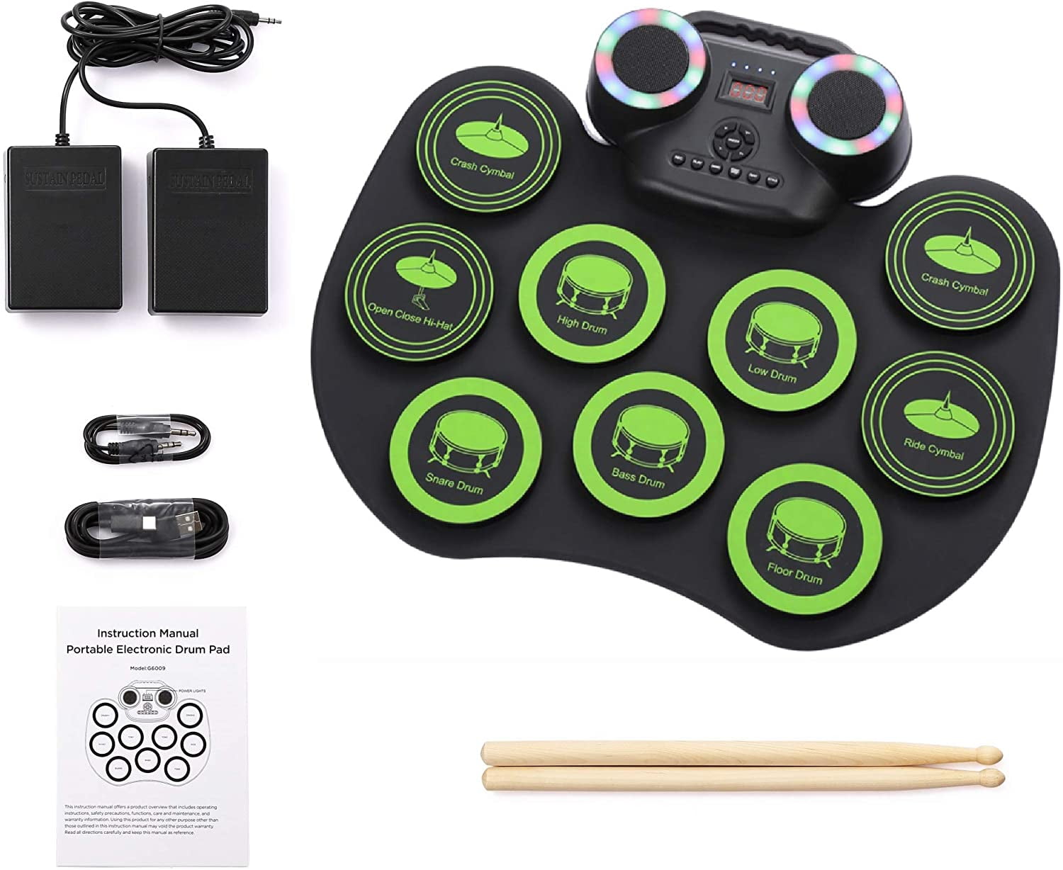 Desktop Roll up Digital Portable Electronic Drum Pads with a carrying
