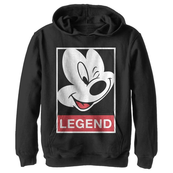 Boy's Mickey & Friends Mickey Legend Poster  Pull Over Hoodie Black Medium