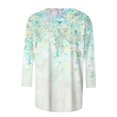 thumbnail image 4 of DENGDENG 3/4 Sleeve Shirts for Women Plus Size On Ethnic Floral Crew Neck Ladies Tops Casual Mid-Length Tee Summer Elbow Sleeve Tunic Clothes 2024 Mint Green M, 4 of 4