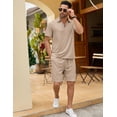 thumbnail image 5 of COOFANDY Men' 2 Piece Tracksuit Outfits Polo Shirt and Shorts Set Quarter Zip Shirt and Elastic Waist Shorts Summer Causal, 5 of 6