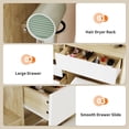 thumbnail image 2 of Modern 36-Inch Makeup Vanity Desk with Mirror & Adjustable LED Lights – 4 Drawers, Storage Shelves, Power Outlet, USB Ports, and Stool – Bedroom Dressing Table, Natural Wood Color with White Drawer, 2 of 8