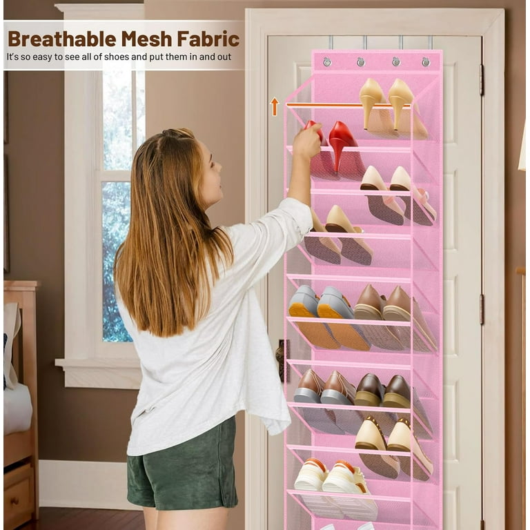 12 Tier Over the Door Shoe Organizer Breathable Mesh Hanging Shoe