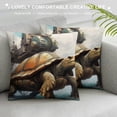 thumbnail image 3 of JRXY Turtle Throw Pillow Cover Set of Plant Vintage Steampunk Novelty midcentury Brown Square Oversized Decorative Pattern Washable Couch Outdoor Bed Sofa Porch Dorm Pillow Cases  White, 3 of 5