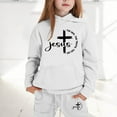 thumbnail image 2 of Toddler Outfits for Girls Sets Hoodie Pants Kids Casual Letter Print Sweatshirt Joggers Comfy Two Piece Winter Cute Girls' Fall Clothing Sets White Size 3-4T, 2 of 4