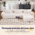 thumbnail image 4 of Muumblus Modular Sectional Sofa with Movable Ottoman, Oversized L-Shaped Cloud Sofa with Chaise, Boneless Deep Seat Living Room Couch, Beige Chenille, 4 of 12