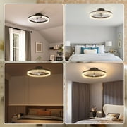 Ceiling Fans with Lights and Remote, 20 Low Profile Ceiling Fans, 3000-6000K Dimmable Modern Flush Mount LED Fan Light, Fandelier Ceiling Fan for Bedroom, Kitchen, Living Room, Black