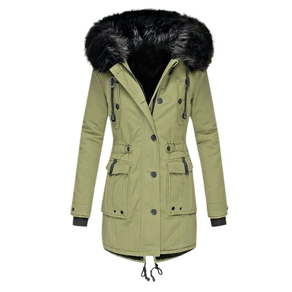 Meichang Women Down Coat Winter Warm Sherpa Fleece Lined Hooded Cotton Padded Jacket Thermal Zip Up Puffer Jacket Outwear