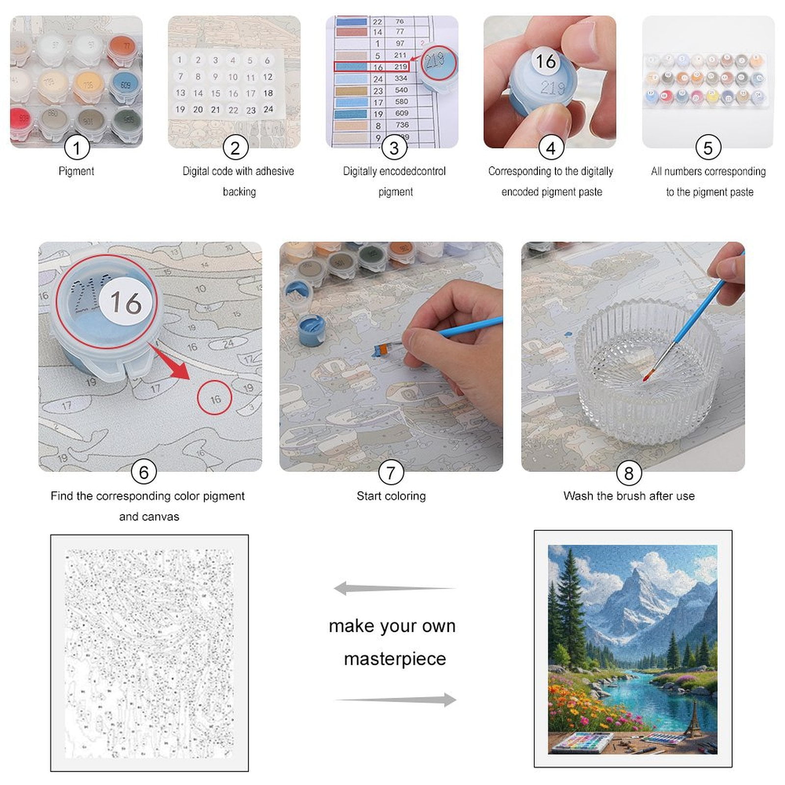 Paint By Numbers Kit for Adults Beginner - Mt Landscape Art Supplies Scene DIY Canvas Painting Kits for Adults, Frameless Paint By Number for Adults for Home Wall Decor 16x20 Inch
