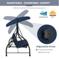 thumbnail image 3 of AECOJOY 3 Person Canopy Steel Porch Swing, Converting Swing Glider Hammock-Dark Blue, 3 of 7