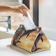thumbnail image 6 of Zufioo Sailing Dancing Dolphin Print Long Leather Tissue Bag, PVC Waterproof Napkin Facial Tissue Organizer Dispenser for Living Room, Office, Desk, 6 of 7
