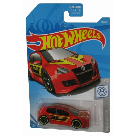 Hot Wheels Volkswagen Golf GTI 5/10 (2017) Red Toy Car 19/250 - (Card Small Tear)