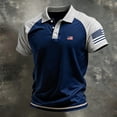 thumbnail image 4 of Men's Patriotic Tactical Polo Shirt with American Flag Sleeve Patch and Color Block Design Featuring Short Sleeve Turn-Down Collar Navy L, 4 of 4